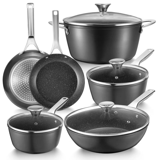 Cookware Nonstick, 10-Piece,Pots and Pans Set for Induction Cooktop, Compatible with All Stoves
