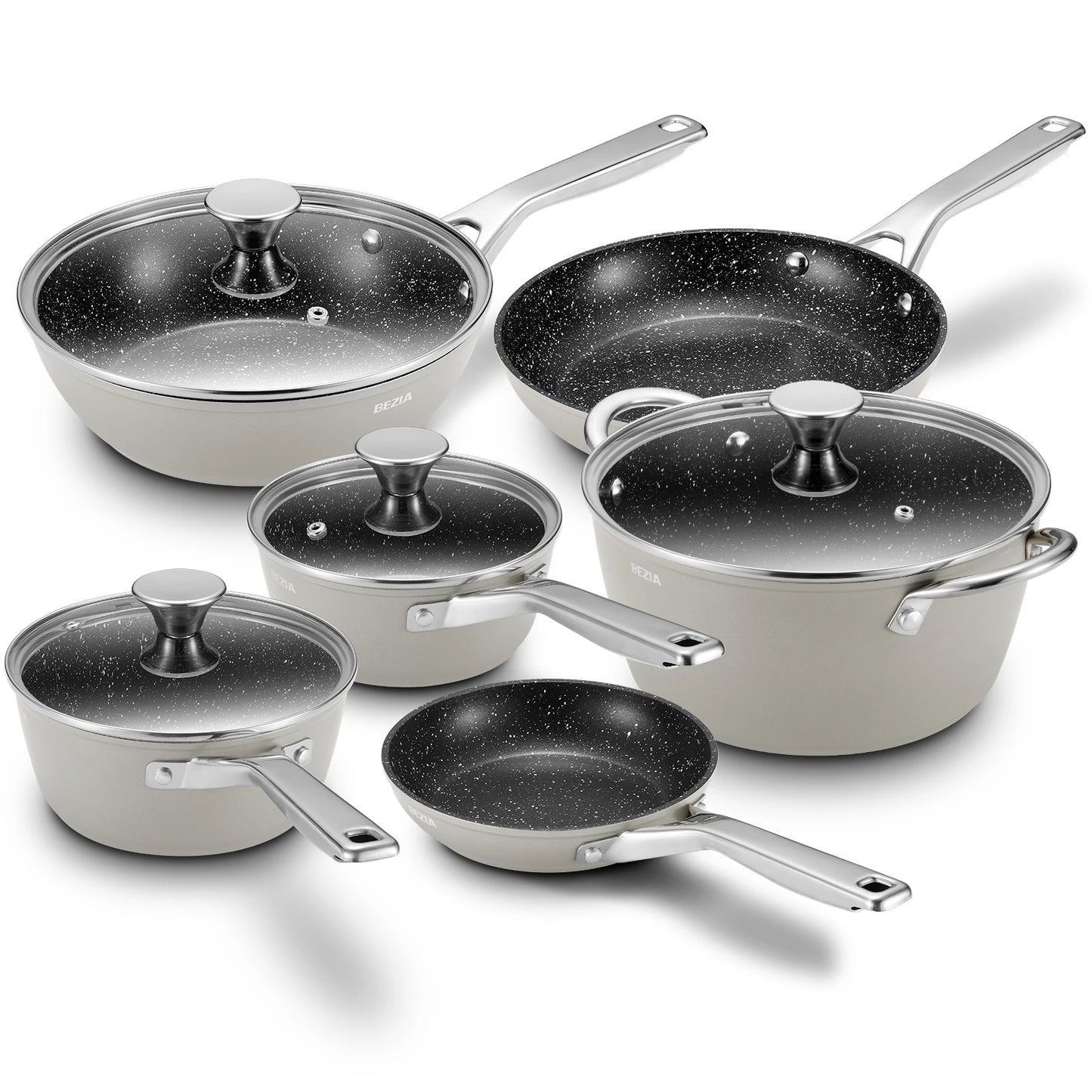Cookware Nonstick, 10-Piece,Pots and Pans Set for Induction Cooktop, Compatible with All Stoves