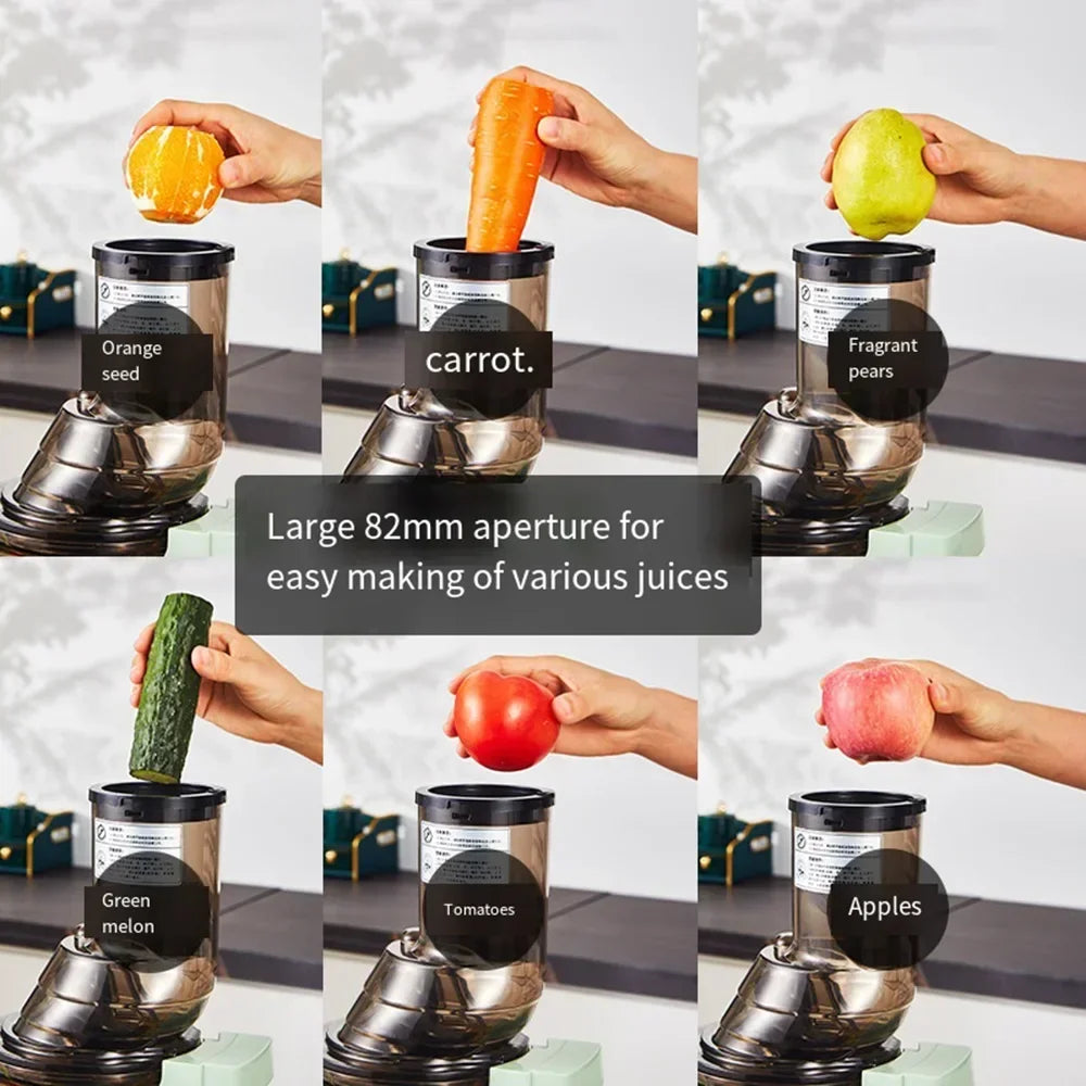 Cold Press Juicer with 82mm Large Feed Chute Fit Whole Vegetable And Fruit, Masticating Juicer