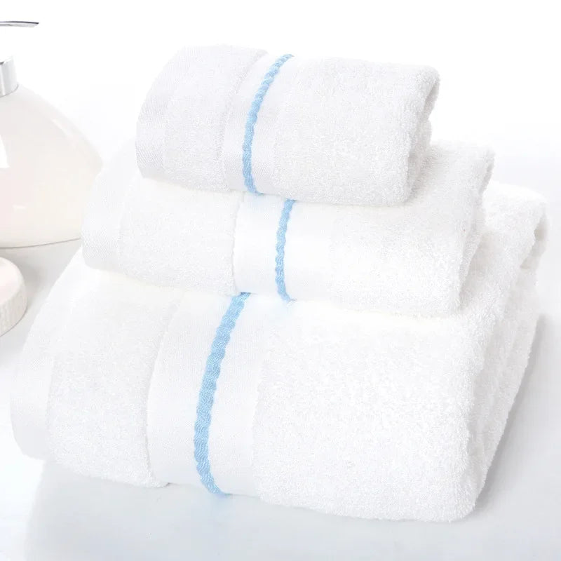 3Pcs Cotton Bath Towel Set Absorbent Adult Bath Towels Solid Color Soft Friendly Face Hand Shower Towel For Bathroom