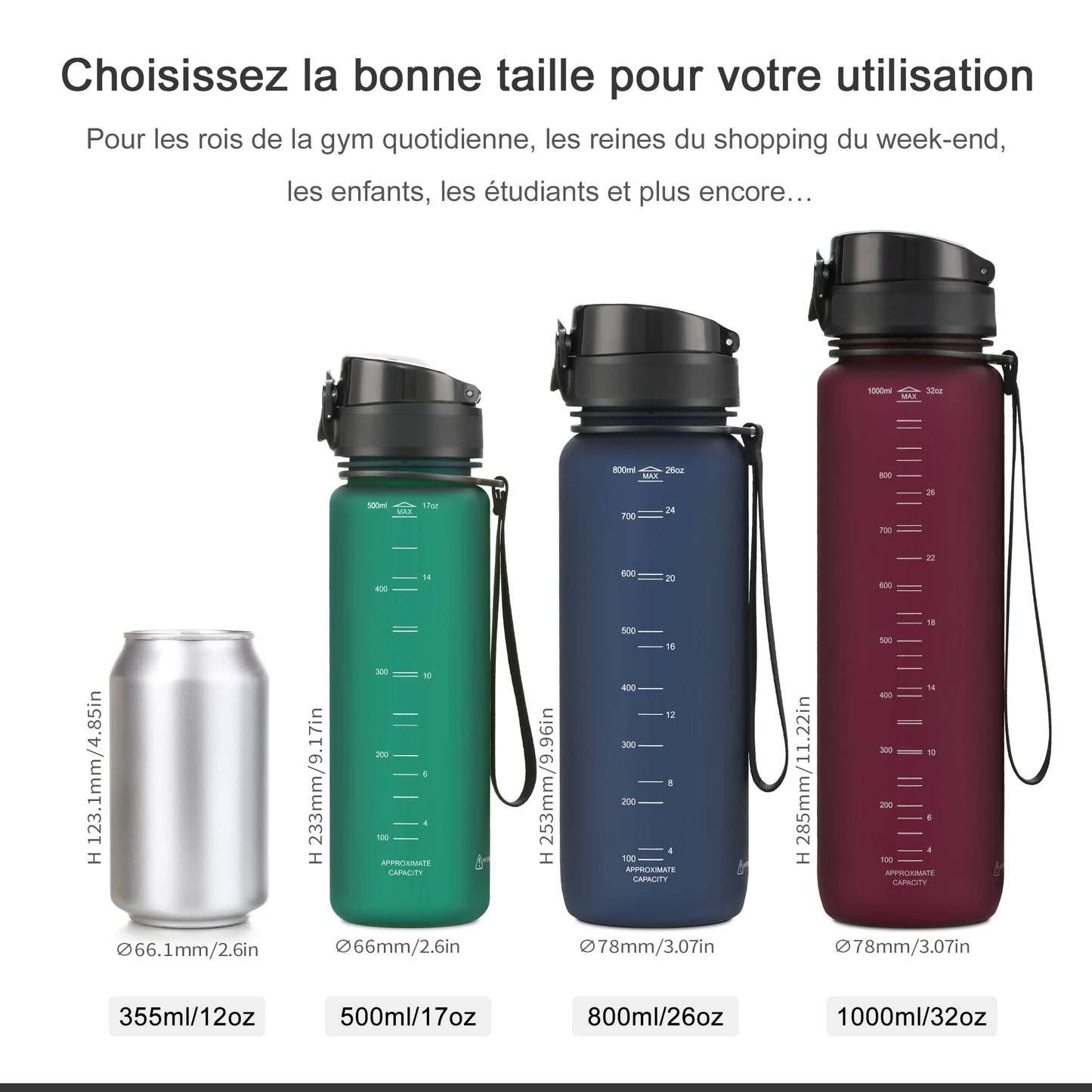 Sports Water Bottle Shaker Outdoor Travel Portable Leakproof Drinkware Tritan  Drink Bottle