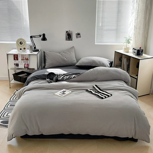 Super Soft Washed Cotton Bed Four Piece Set, Summer Small Fresh Duvet Set, Three Piece Set, Dormitory