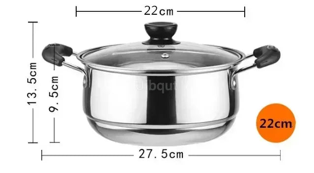 Stainless Steel pot Double Bottom Soup Pot Nonmagnetic Cooking Multi purpose Cookware Non stick Pan Gas cooker used pot hot pot