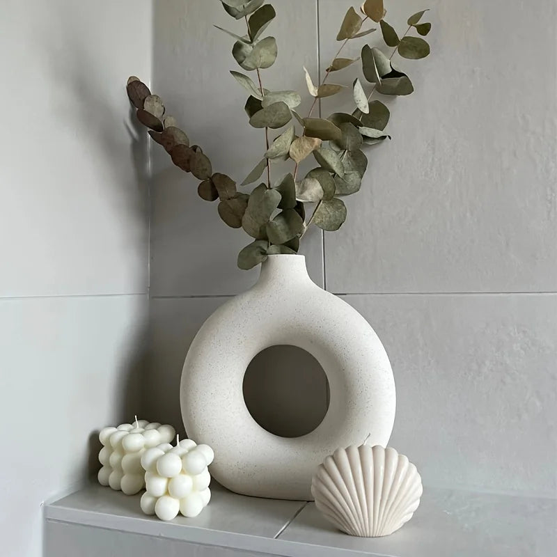White Ceramic Vase Flower Pot