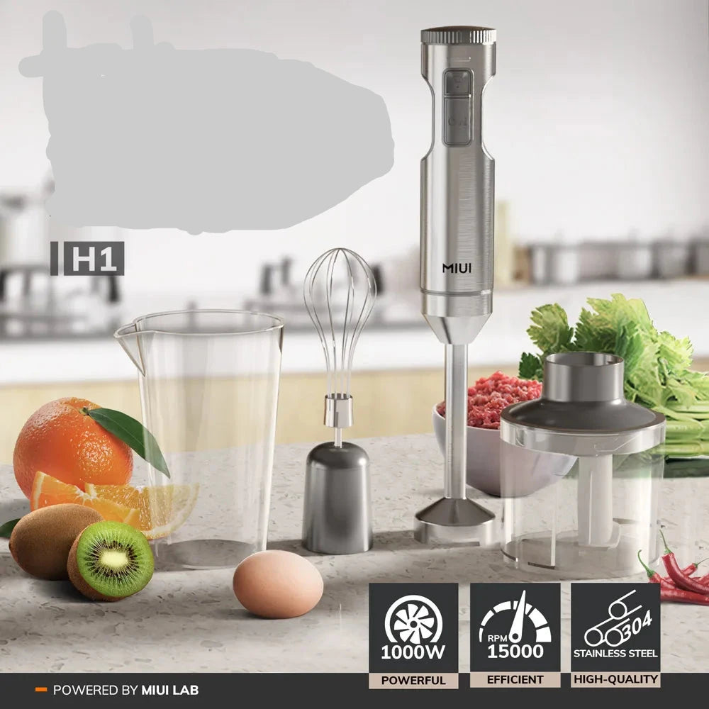 MIUI Hand Immersion Blender 1000W Powerful 4-in-1