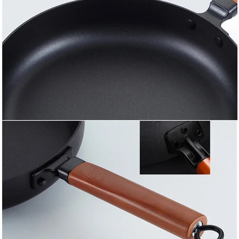 Cast Iron Pot Vintage Forged Chinese Wok Non-stick Frying Pan  Home 26CM Kitchen Wok Cooking Pot for Induction Cooker Gas Stove