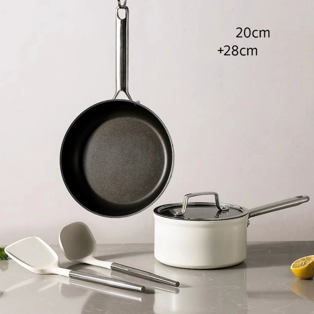Pot Set Full Set  Non-Stick Pan Soup Pot Frying Pan 3-Piece Gas Induction Cooker Special Use Cookware Cooking Pots Set
