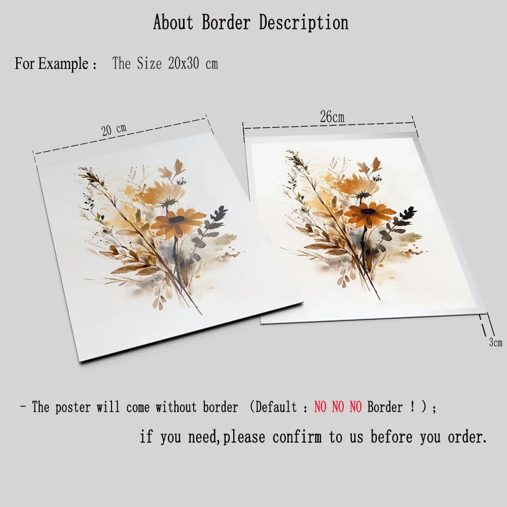 Wall Art Neutral Watercolor Wildflower