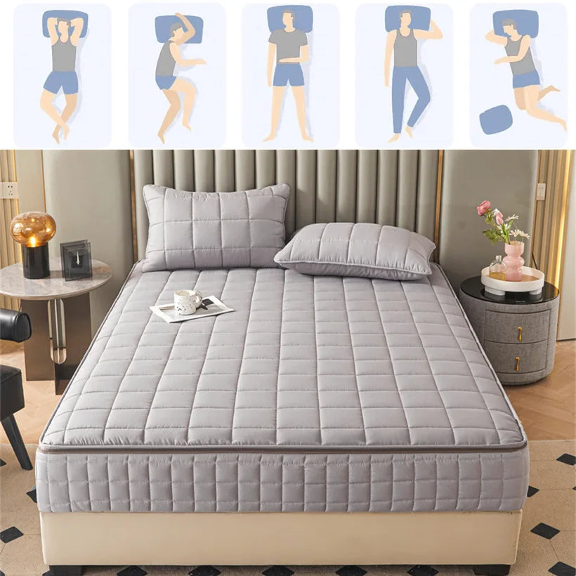 6-Sides Fuffy Enclosed Mattress Cover with Zipper Dust-Proof Fitted Sheet for Double Queen King Bed Thicken Mattress Protector