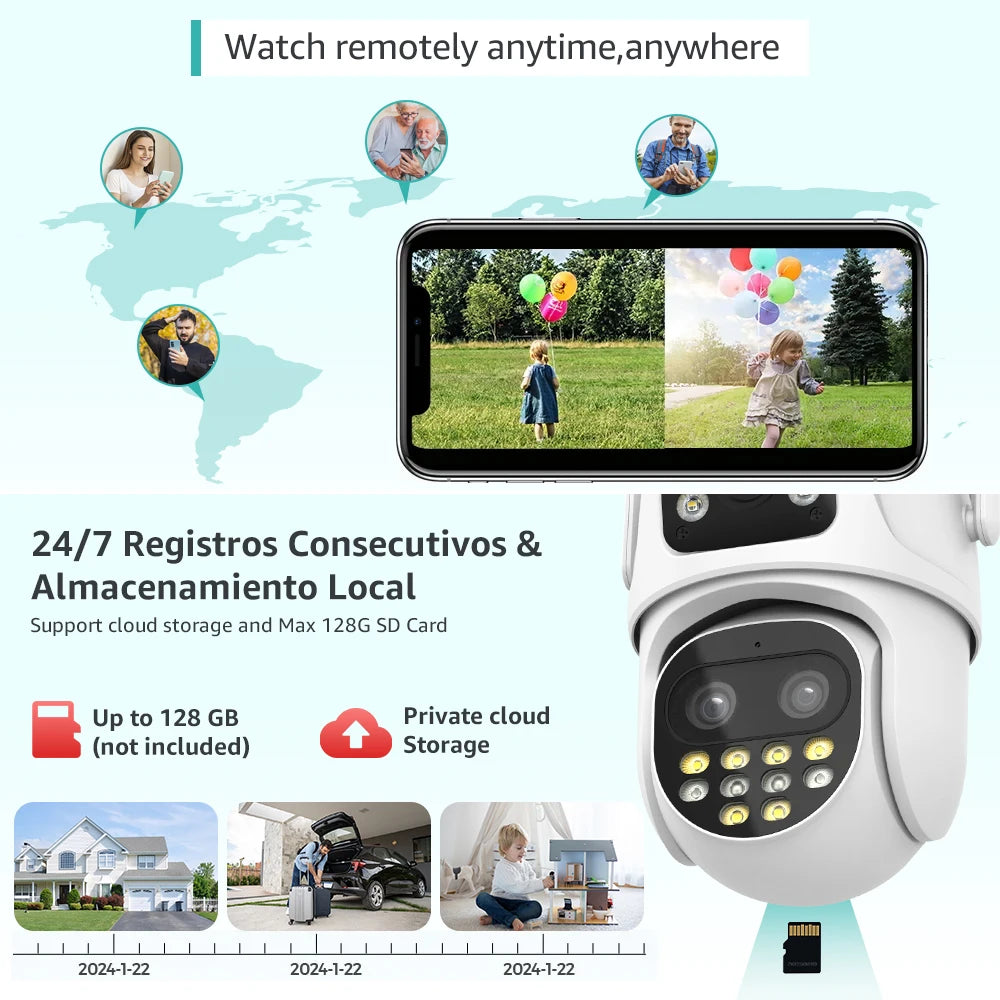 Wifi Surveillance Camera Outdoor PTZ 9MP Three lens 8X Digital Zoom AI