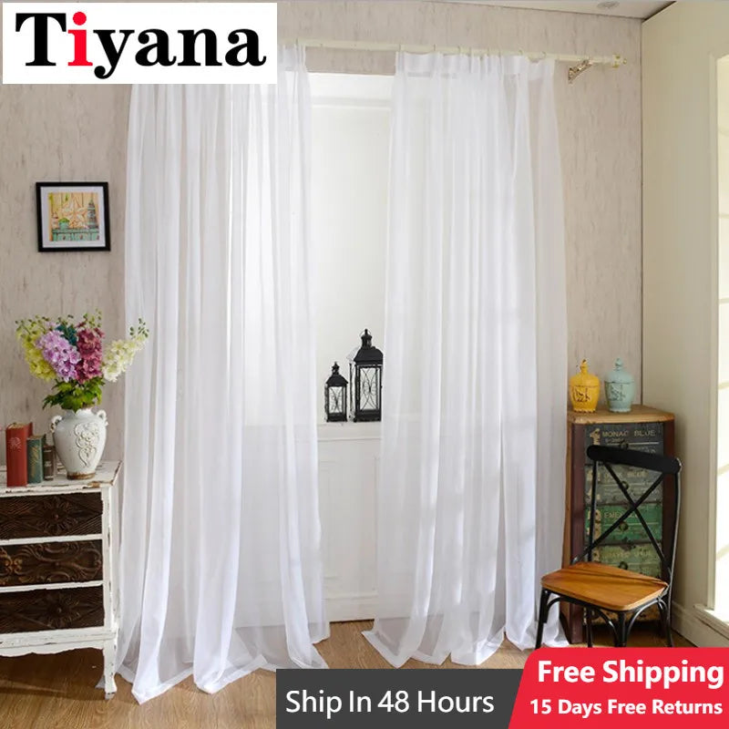 Europe Solid White Curtain Window Sheer
