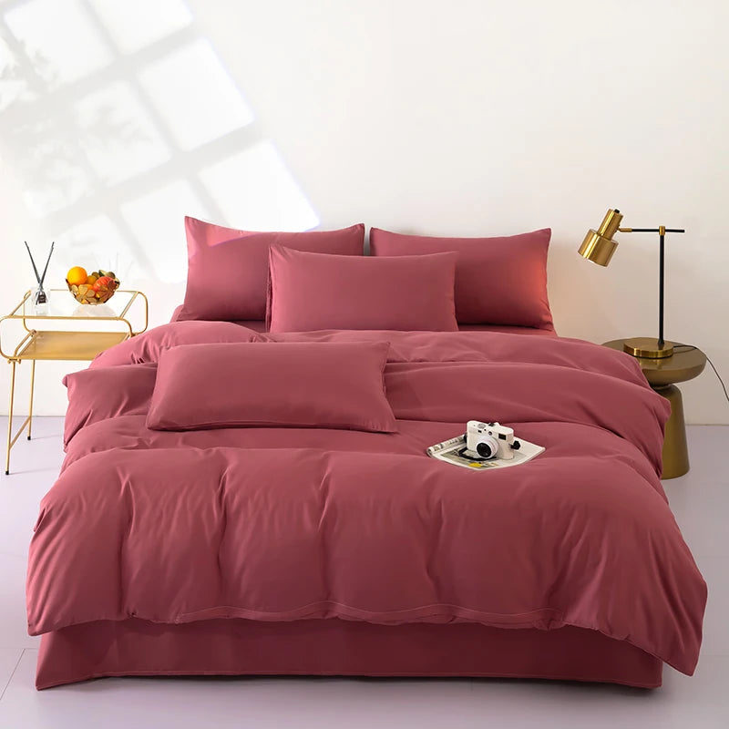 Bedding Solid Color Bed Sheet Set Brushed